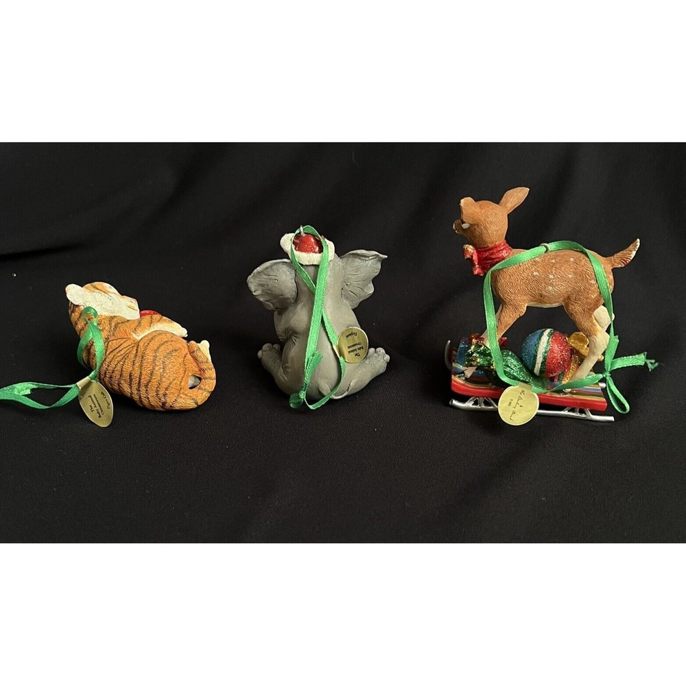 Danbury Mint Christmas Ornaments Lot of 3 Baby Animals Fawn Elephant Tiger Cub - Picture 4 of 7